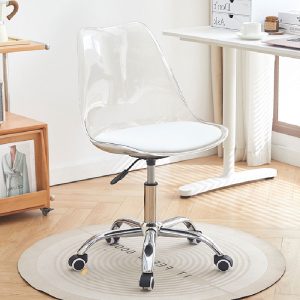 北歐風 透明旋轉椅 滑輪椅