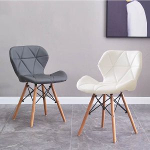 原木北歐風 皮革蝴蝶椅